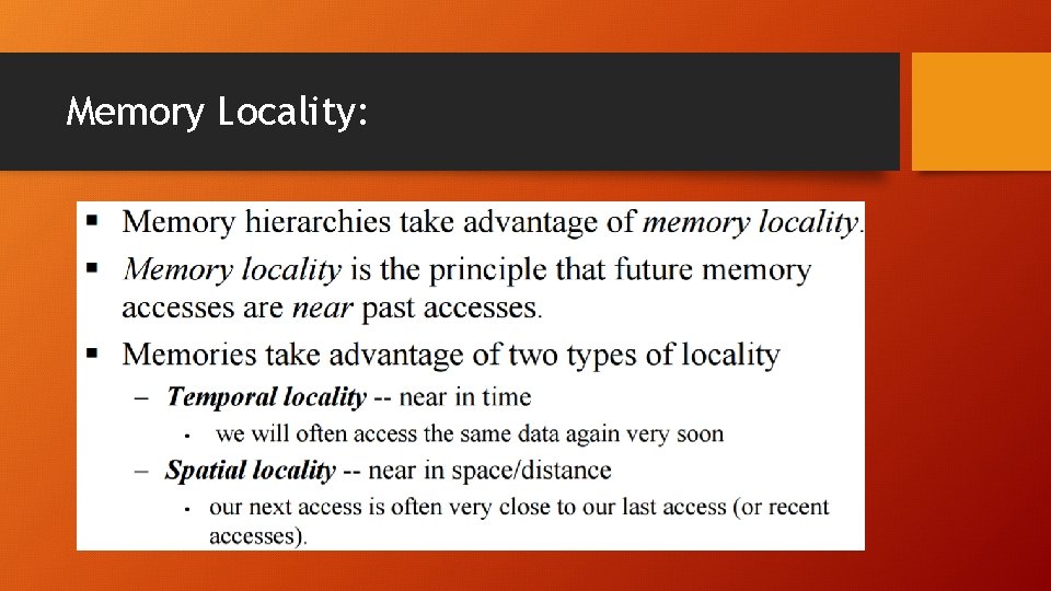 Memory Locality: 
