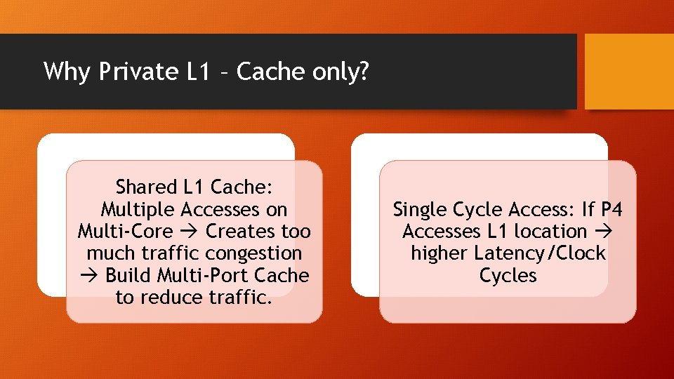 Why Private L 1 – Cache only? Shared L 1 Cache: Multiple Accesses on
