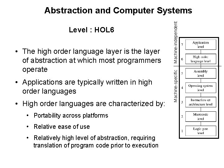  • The high order language layer is the layer of abstraction at which