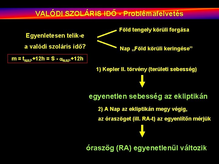 VALÓDI SZOLÁRIS IDŐ - Problémafelvetés Egyenletesen telik-e a valódi szoláris idő? Föld tengely körüli