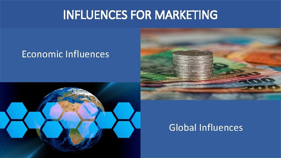 INFLUENCES FOR MARKETING Economic Influences economic influences Global Influences 