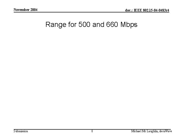 November 2004 doc. : IEEE 802. 15 -04 -0483 r 4 Range for 500