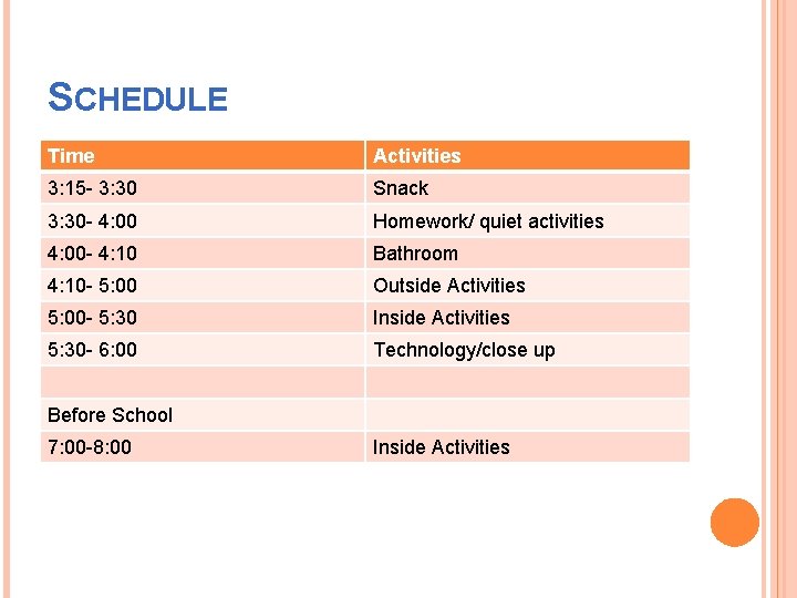 SYCAMORE CREEK ELEMENTARY BEFORE AND AFTER SCHOOL PROGRAM
