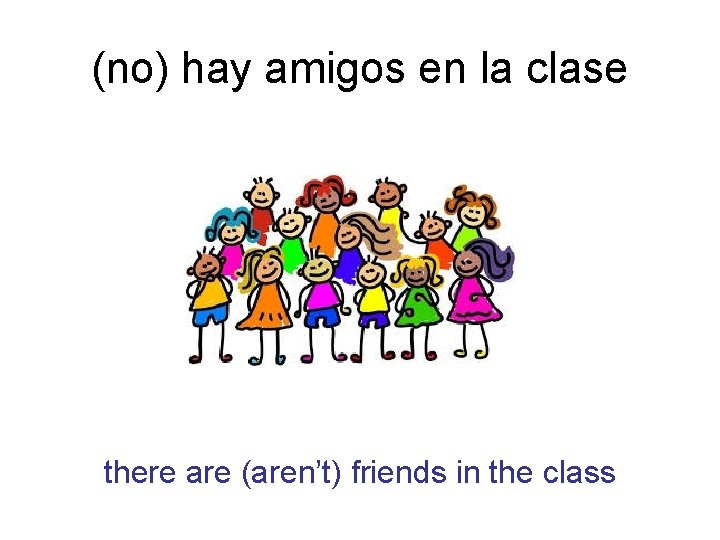 (no) hay amigos en la clase there are (aren’t) friends in the class 