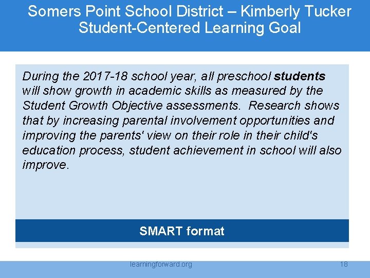 Somers Point School District – Kimberly Tucker Student-Centered Learning Goal During the 2017 -18