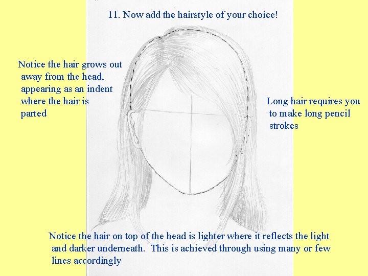 11. Now add the hairstyle of your choice! Notice the hair grows out away 11. Now add the hairstyle of your choice! Notice the hair grows out away