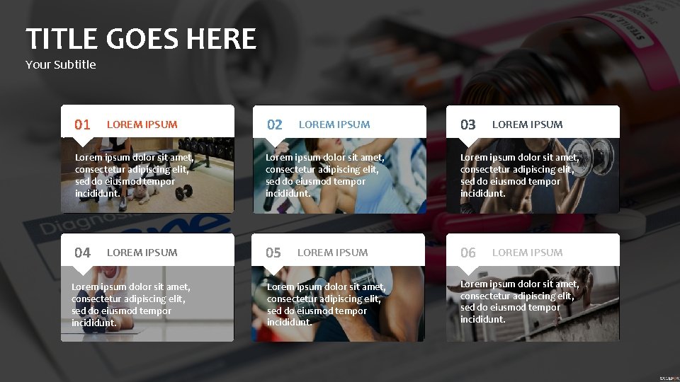 TITLE GOES HERE Your Subtitle 01 LOREM IPSUM 02 LOREM IPSUM 03 LOREM IPSUM