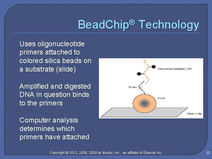 Bead. Chip® Technology Uses oligonucleotide primers attached to colored silica beads on a substrate