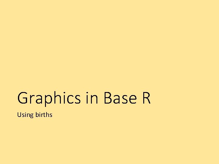 Graphics in Base R Using births 