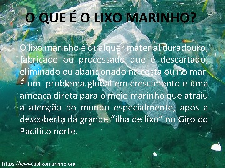 O QUERETIRAR É O LIXO MARINHO? COMO O LIXO MARINHO O lixo marinho é