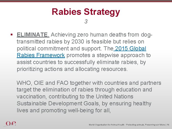 Rabies Strategy 3 § ELIMINATE. Achieving zero human deaths from dogtransmitted rabies by 2030