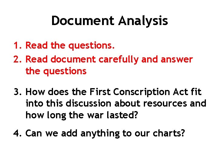 Document Analysis 1. Read the questions. 2. Read document carefully and answer the questions