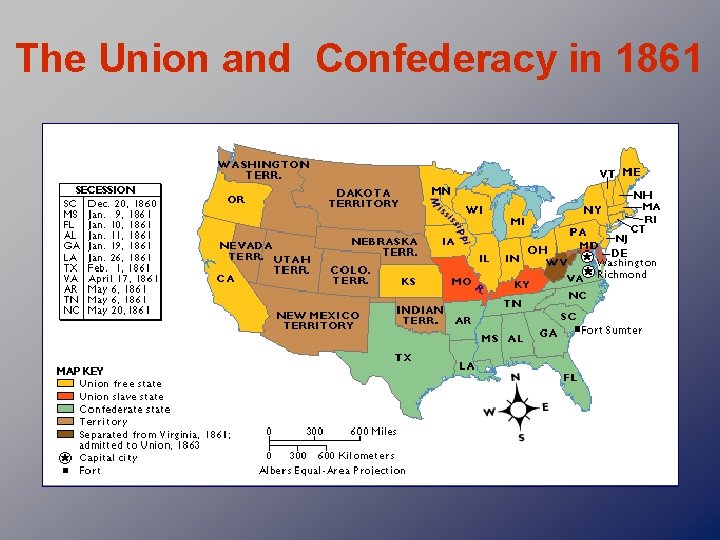 The Union and Confederacy in 1861 