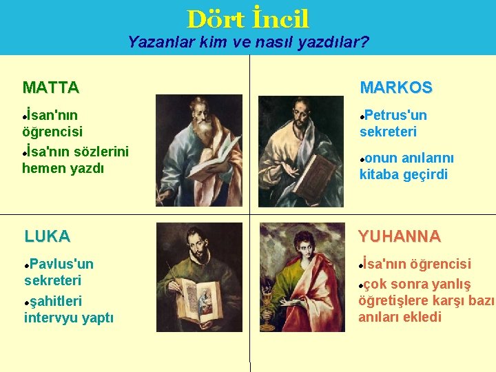 Dört İncil Yazanlar kim ve nasıl yazdılar? MATTA İsan'nın öğrencisi İsa'nın sözlerini hemen yazdı