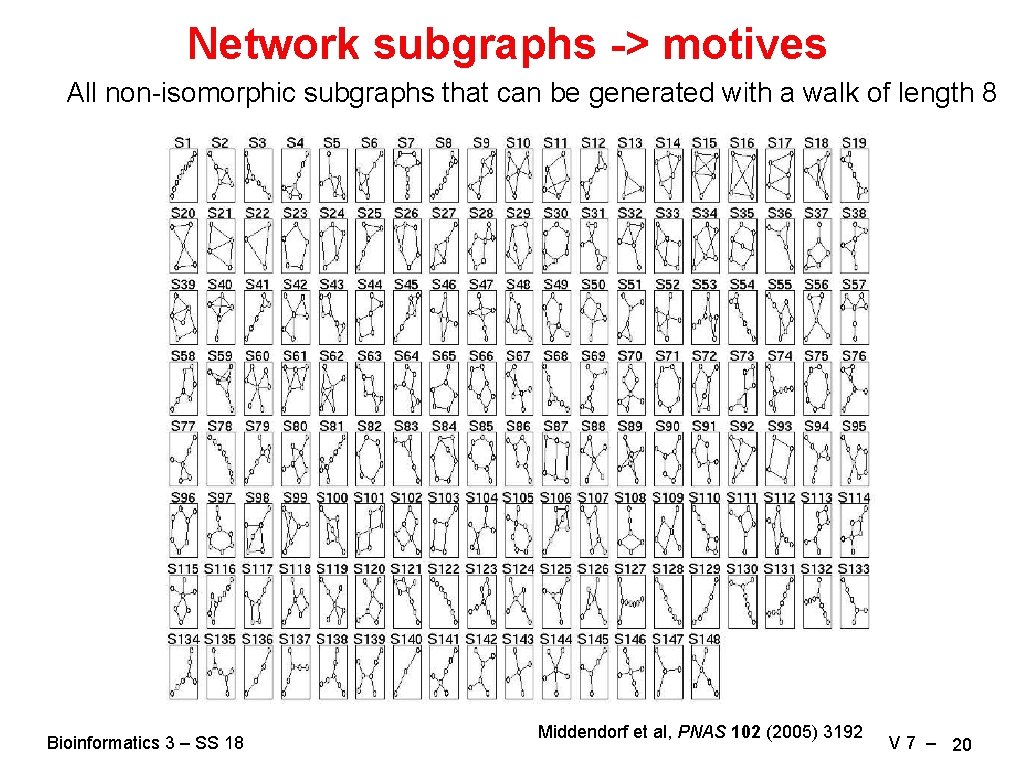 Network subgraphs -> motives All non-isomorphic subgraphs that can be generated with a walk