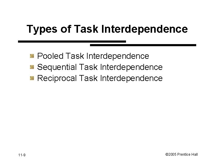 Types of Task Interdependence Pooled Task Interdependence Sequential Task Interdependence Reciprocal Task Interdependence 11