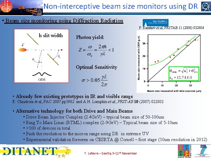 Non-interceptive beam size monitors using DR • Beam size monitoring using Diffraction Radiation P.