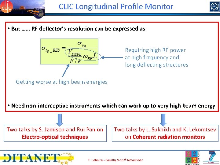 CLIC Longitudinal Profile Monitor • But …… RF deflector’s resolution can be expressed as