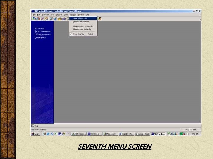 SEVENTH MENU SCREEN 