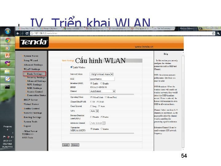 IV. Triển khai WLAN Cấu hình WLAN 54 