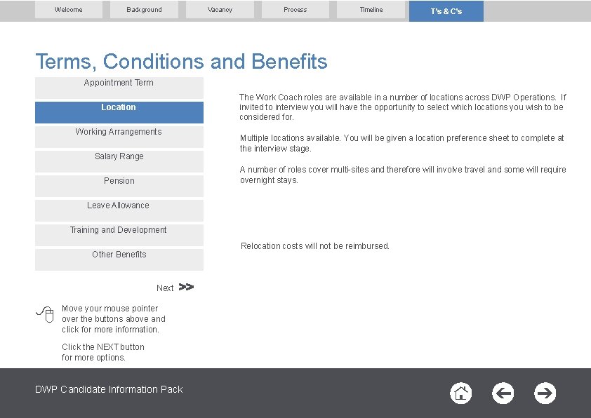 Welcome Background Vacancy Process Timeline T’s & C’s Terms, Conditions and Benefits Appointment Term