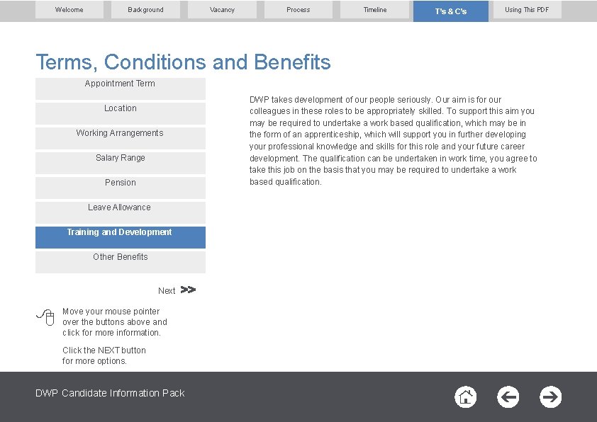 Welcome Background Vacancy Process Timeline T’s & C’s Using This PDF Terms, Conditions and