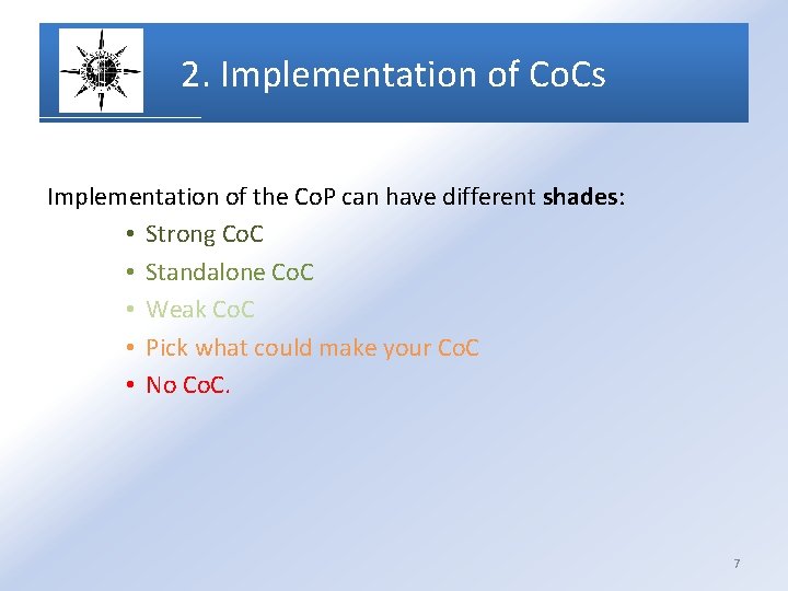 2. Implementation of Co. Cs Implementation of the Co. P can have different shades: