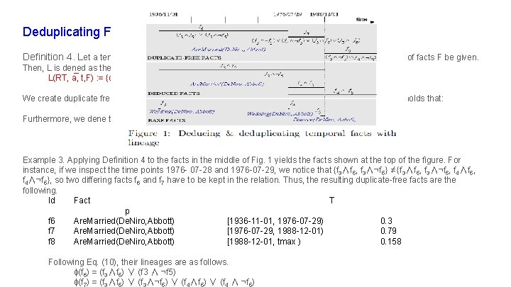 Deduplicating Facts Definition 4. Let a temporal relation RT , non-temporal constants ¯a, a