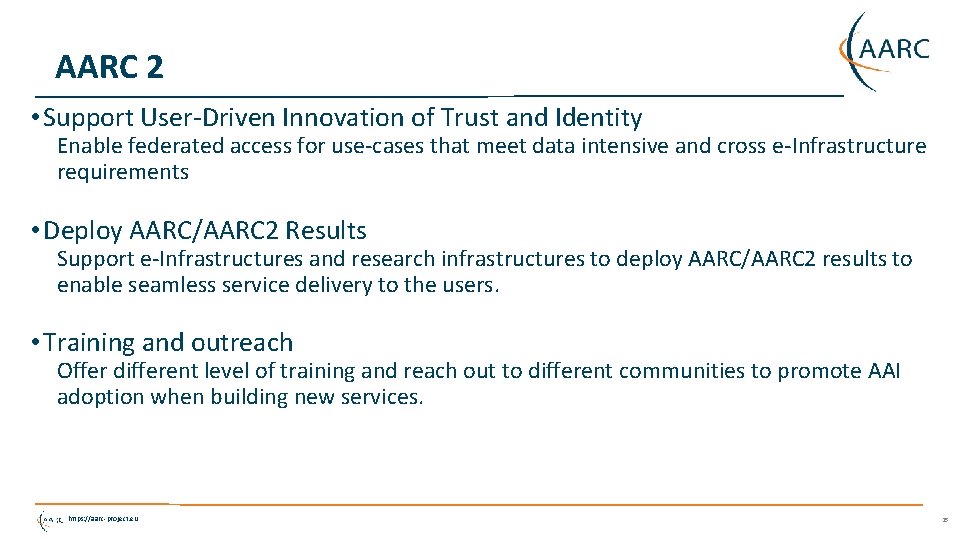 AARC 2 • Support User-Driven Innovation of Trust and Identity Enable federated access for