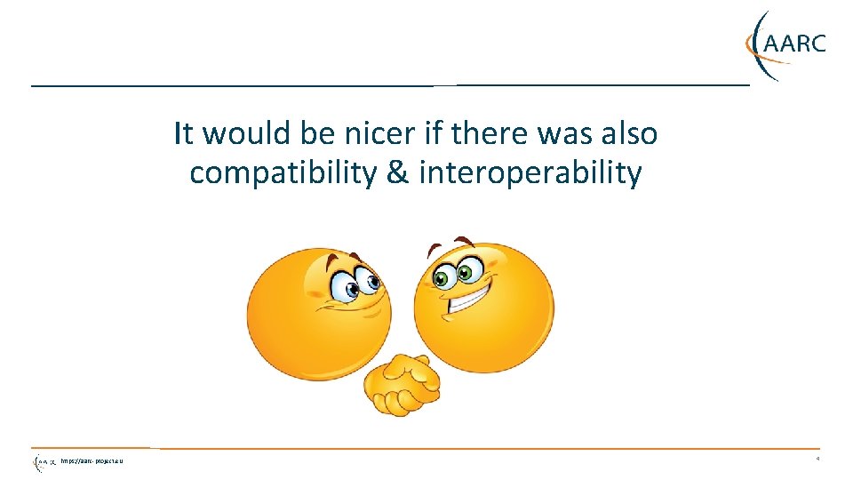 It would be nicer if there was also compatibility & interoperability https: //aarc-project. eu