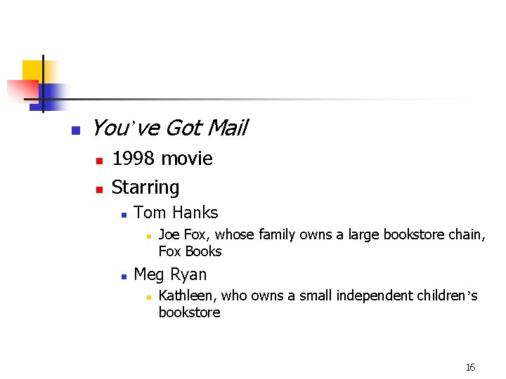 n You’ve Got Mail n n 1998 movie Starring n Tom Hanks n n