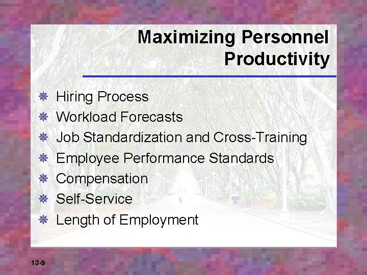 Maximizing Personnel Productivity ¯ ¯ ¯ ¯ 13 -9 Hiring Process Workload Forecasts Job