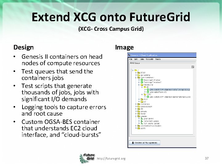 Extend XCG onto Future. Grid (XCG- Cross Campus Grid) Design Image • Genesis II