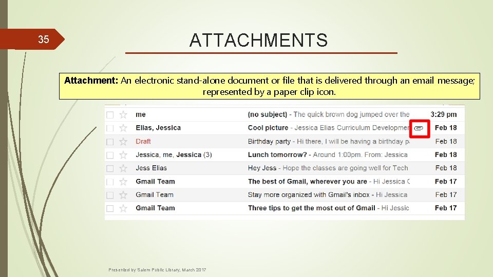 35 ATTACHMENTS Attachment: An electronic stand-alone document or file that is delivered through an