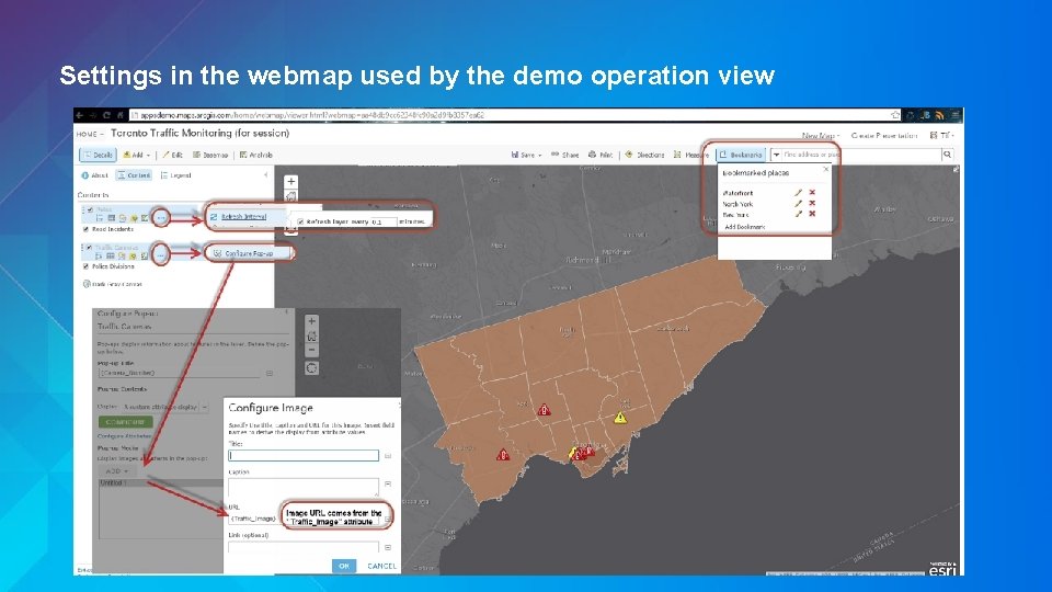 Settings in the webmap used by the demo operation view Settings in the webmap used by the demo operation view