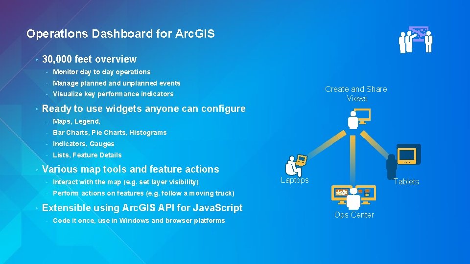 Operations Dashboard for Arc. GIS • 30, 000 feet overview - Monitor day to Operations Dashboard for Arc. GIS • 30, 000 feet overview - Monitor day to
