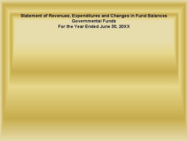 Statement of Revenues, Expenditures and Changes in Fund Balances Governmental Funds For the Year