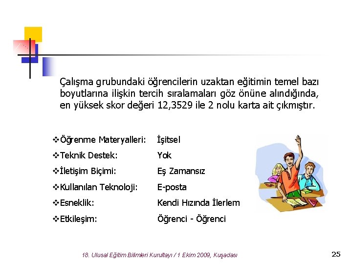 Çalışma grubundaki öğrencilerin uzaktan eğitimin temel bazı boyutlarına ilişkin tercih sıralamaları göz önüne alındığında,