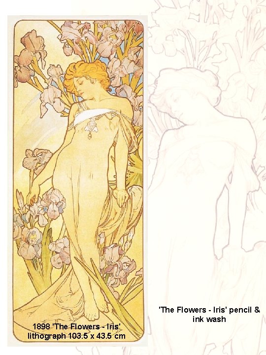 1898 'The Flowers - Iris' lithograph 103. 5 x 43. 5 cm 'The Flowers