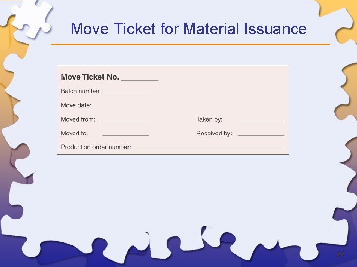 Move Ticket for Material Issuance 11 