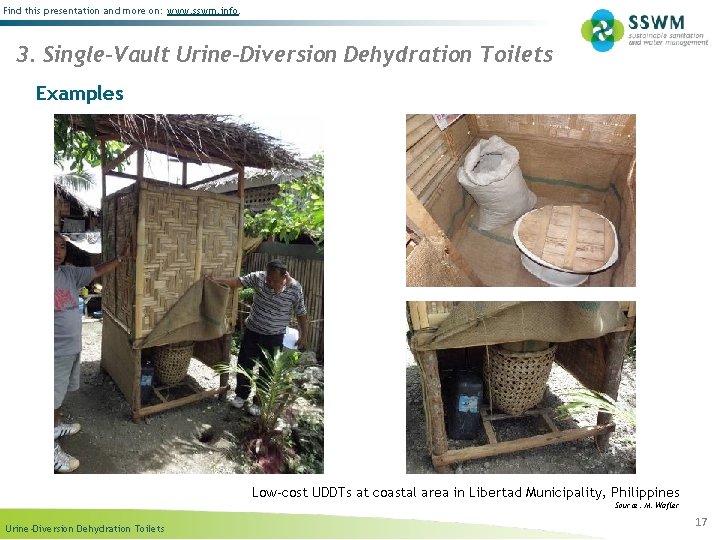 Find this presentation and more on: www. sswm. info. 3. Single-Vault Urine-Diversion Dehydration Toilets