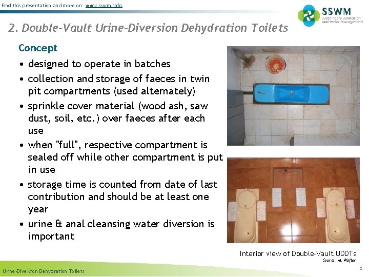Find this presentation and more on: www. sswm. info. 2. Double-Vault Urine-Diversion Dehydration Toilets