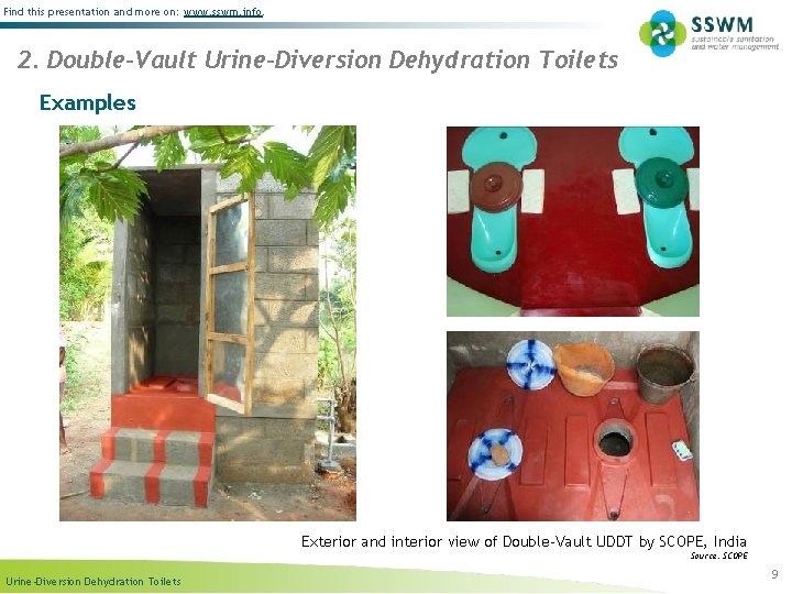 Find this presentation and more on: www. sswm. info. 2. Double-Vault Urine-Diversion Dehydration Toilets