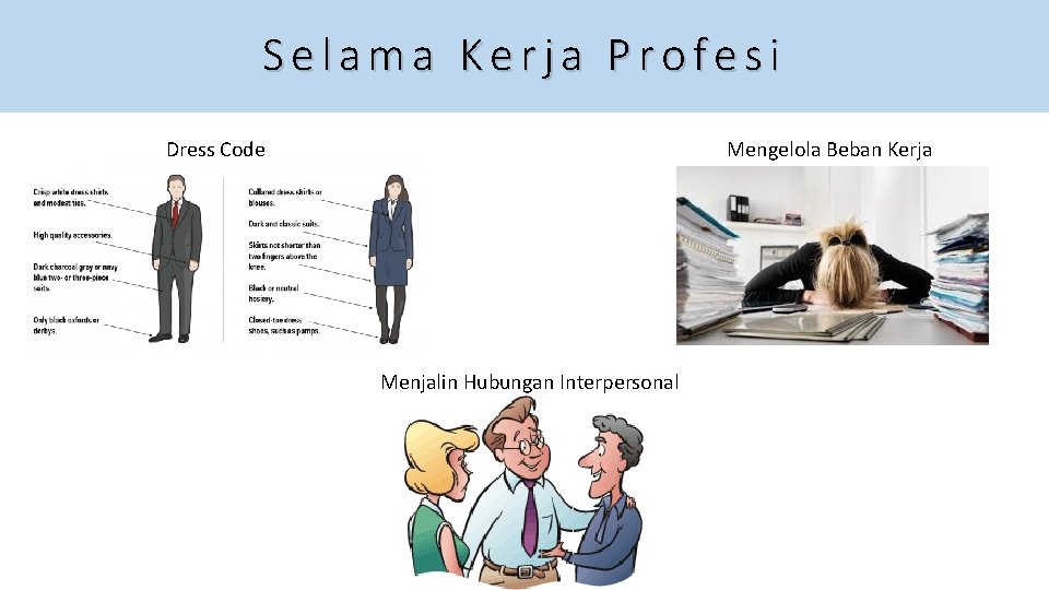 Selama Kerja Profesi Dress Code Mengelola Beban Kerja Menjalin Hubungan Interpersonal 