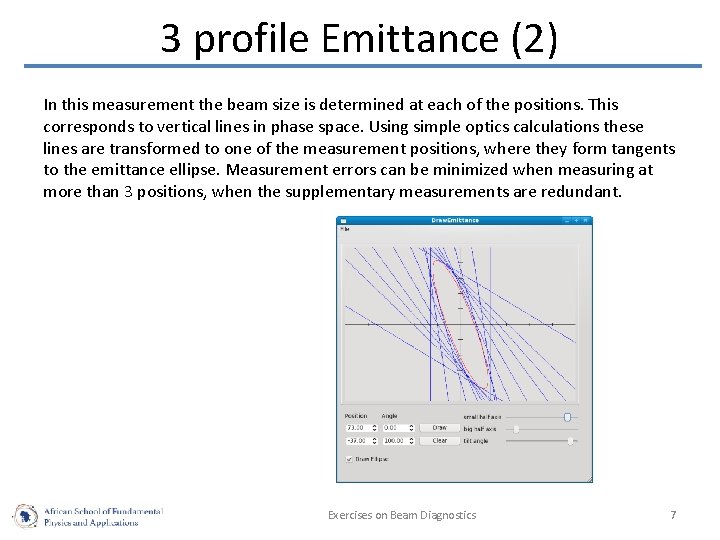 3 profile Emittance (2) In this measurement the beam size is determined at each