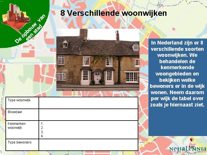 8 Verschillende woonwijken In Nederland zijn er 8 verschillende soorten woonwijken. We behandelen de