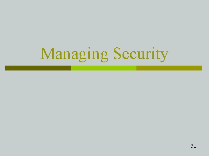Managing Security 31 