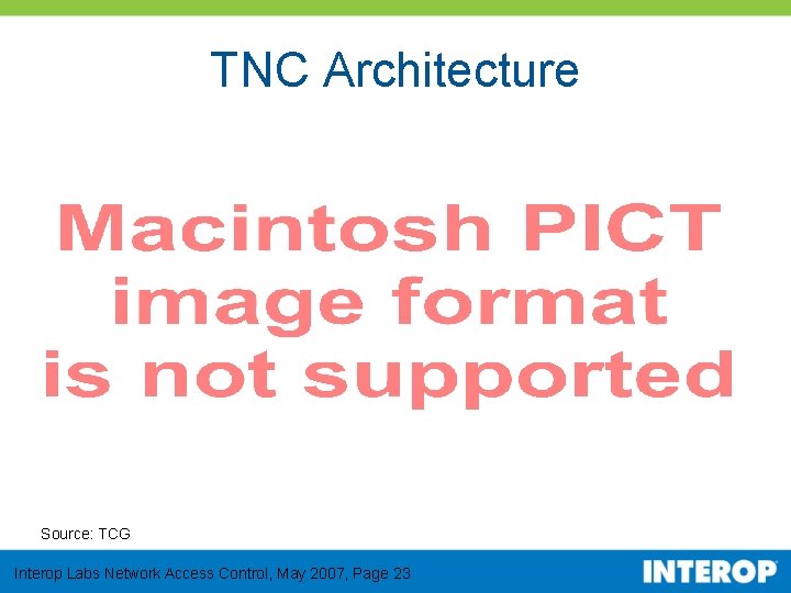 TNC Architecture Source: TCG Interop Labs Network Access Control, May 2007, Page 23 
