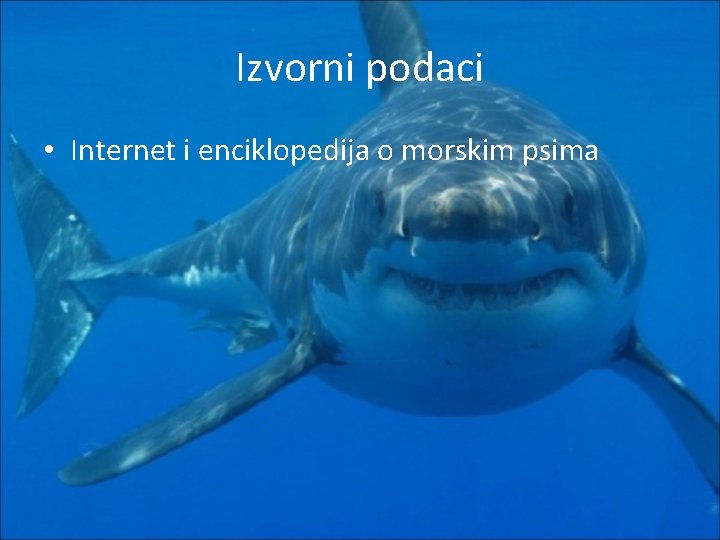 Izvorni podaci • Internet i enciklopedija o morskim psima 