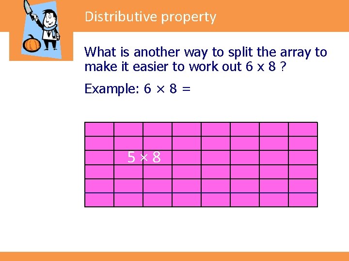 Distributive property What is another way to split the array to make it easier